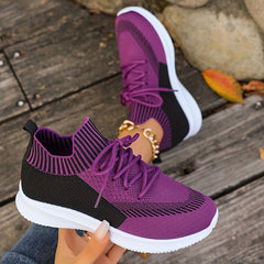Women's Breathable Lace-up Running Shoes Soft Sole Casual Sneakers