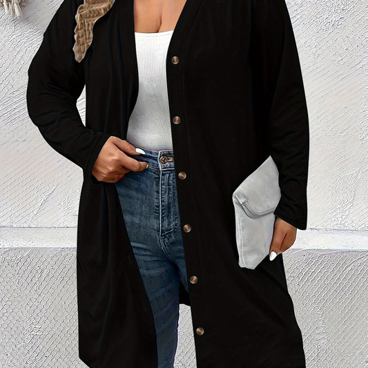  Solid Long Sleeve Button Up Cardigan