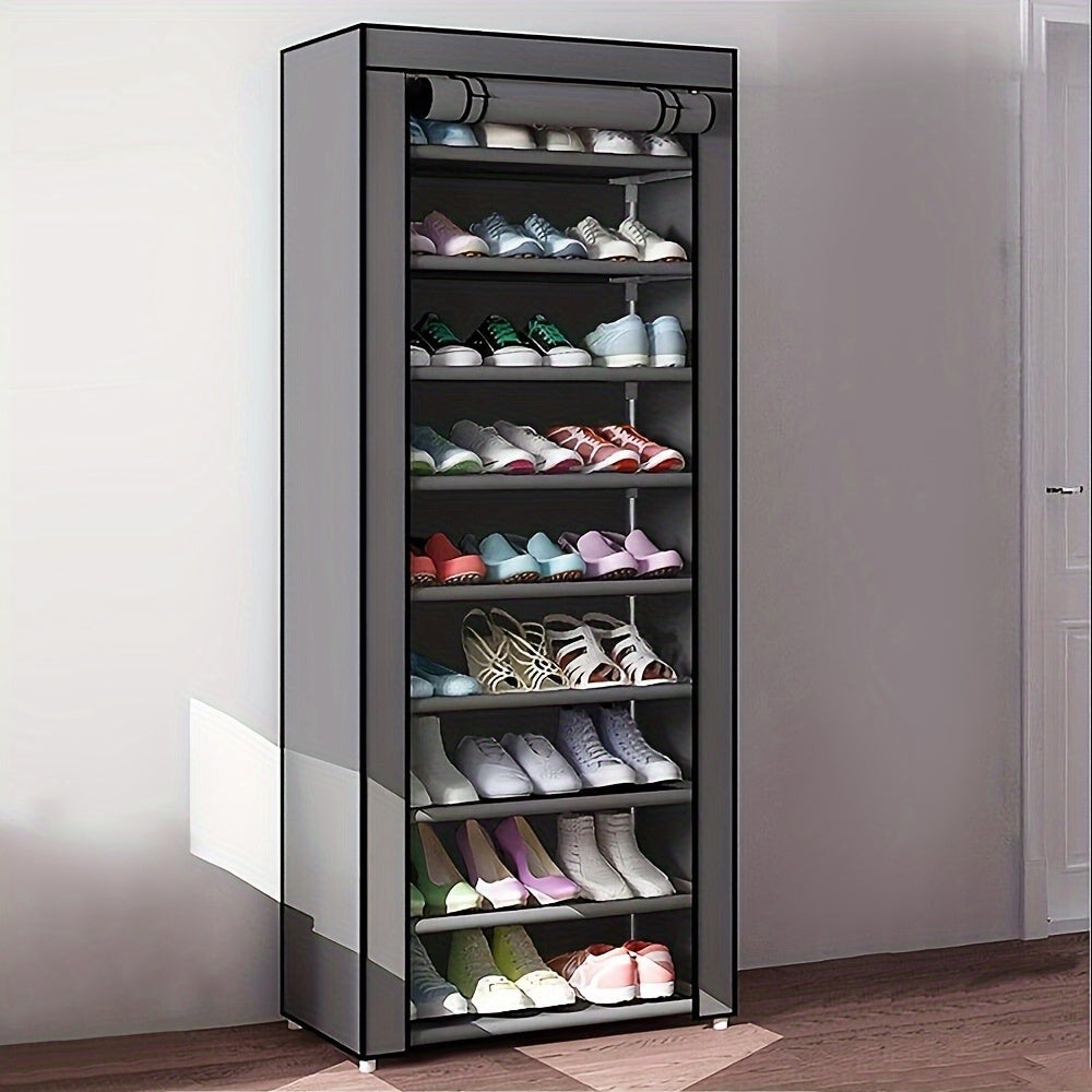 Large Capacity Shoe Rack w/ Dust Proof Curtain Shoes Storage Shelf