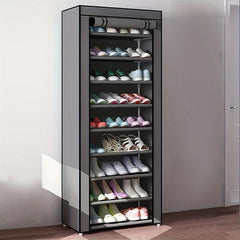 Large Capacity Shoe Rack w/ Dust Proof Curtain Shoes Storage Shelf