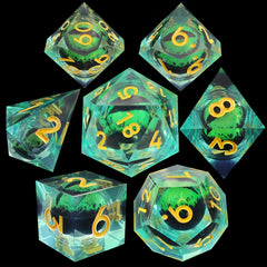 Dragon's Eye Resin Quicksand Dice Set Purple Green Halloween Props