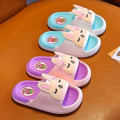 JIAGEYA Cartoon Slippers Girls Lightweight Open-Toe Non-Slip Indoor Shower Pool