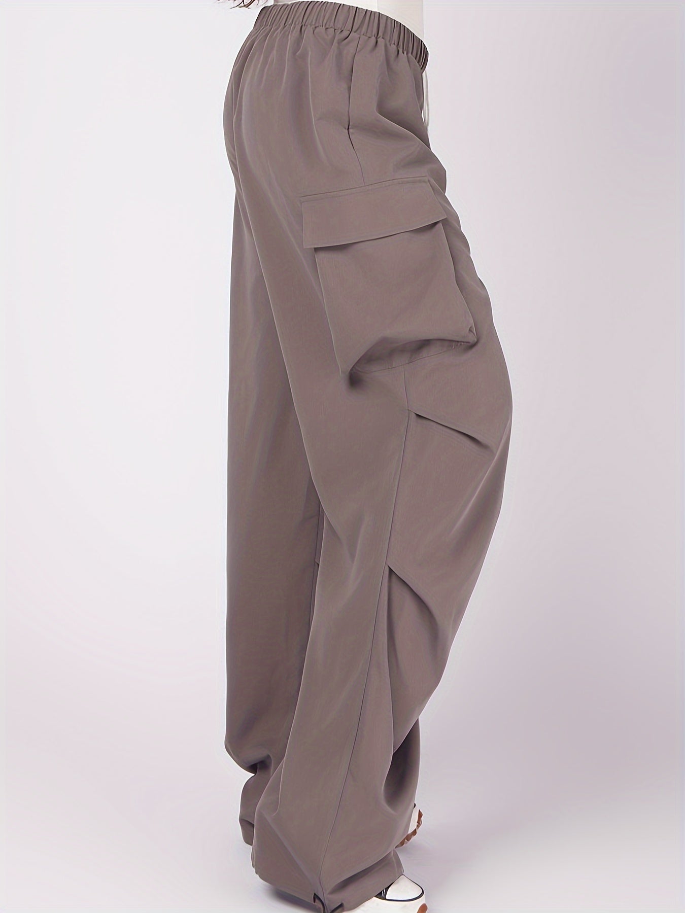  Solid Ruched Cargo Trousers