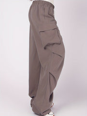  Solid Ruched Cargo Trousers