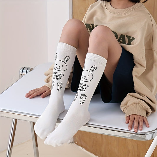 Girls Kids Bunny Pattern Crew Socks Ages 3+