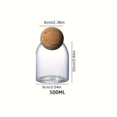 Glass Storage Jar With Wooden Lid Multi-functional Snack Pot