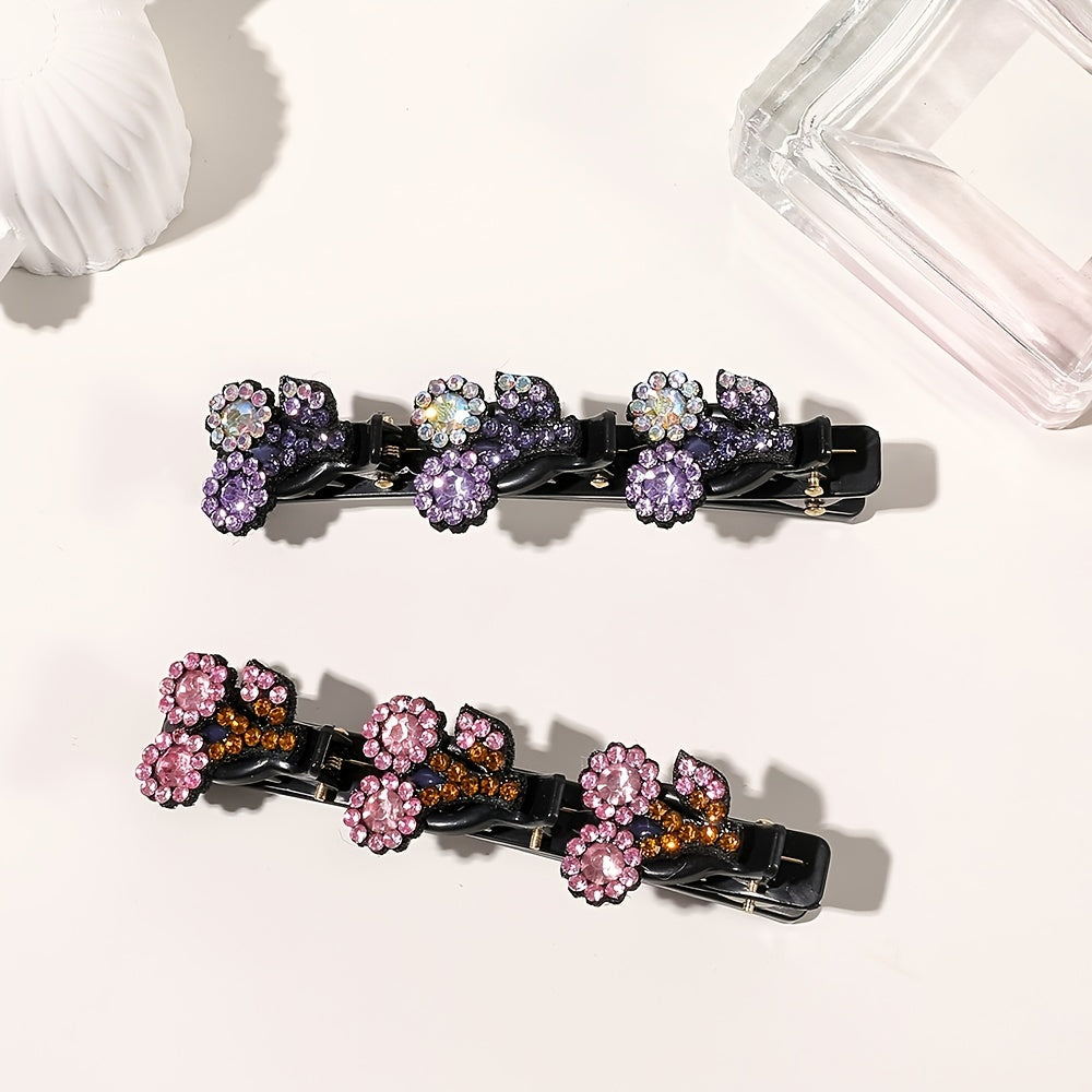 Crystal Stone Flower Hair Clip Braided Hair Accessories