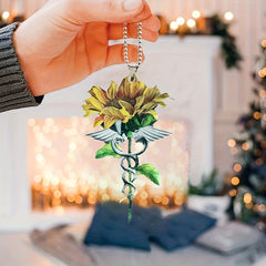 Sunflower Acrylic Car Mirror Pendant Key Chain Ornament