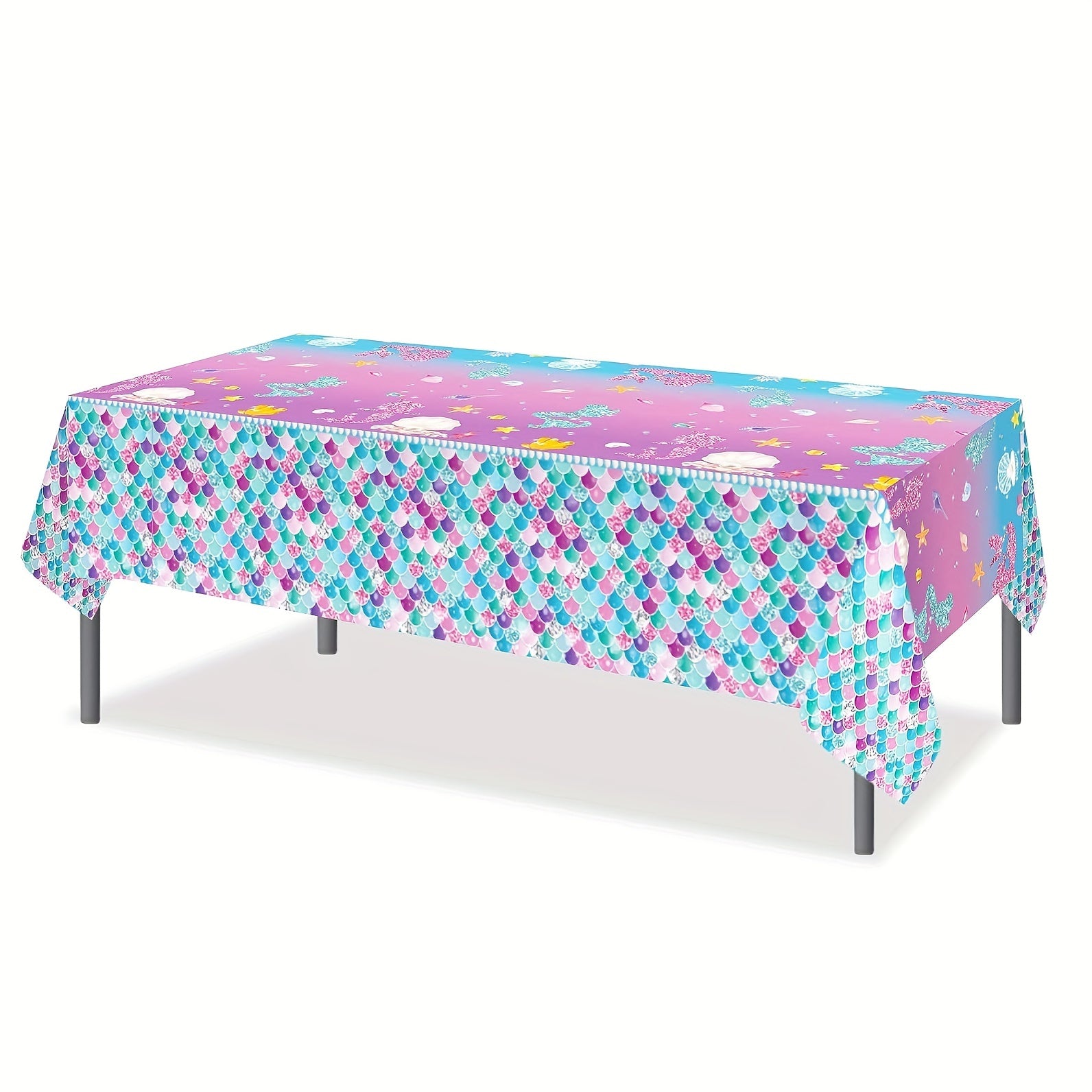 Mermaid Birthday Tablecloth Ocean Under Sea Disposable Plastic Table Cover
