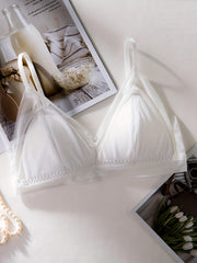 Contrast Mesh Wireless Push Up Bra Women's Lingerie