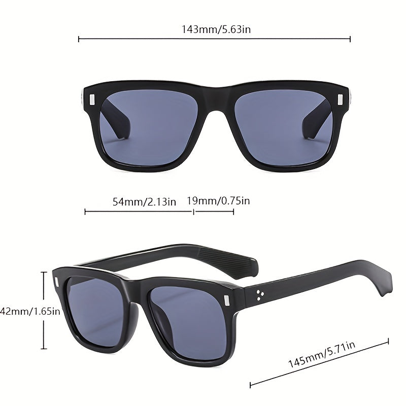 Retro Square Sunglasses Rivet Jelly Gradient UV400 Sun Shades