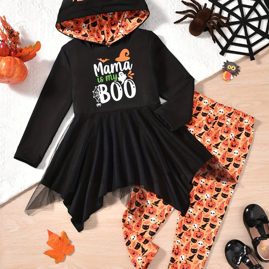 Pumpkin Ghost Hoodie & Leggings Set for Kids