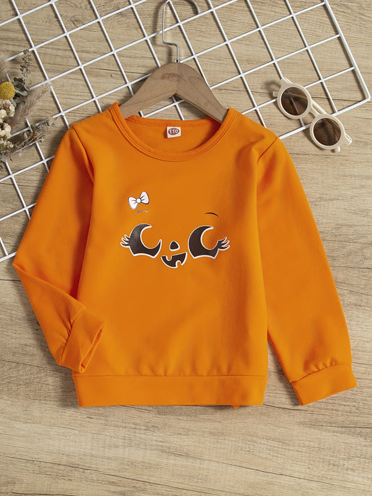 Girls Sweatshirt Smile Graphic Comfort Fit Long Sleeve Top Pullovers Kids