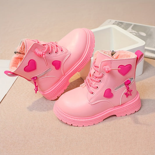Girls' Plus Fleece Boots Non Slip Zipper Comfortable for Indoor/Outdoor