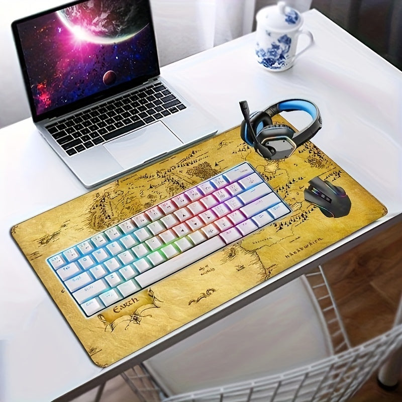 Treasure Map Gaming Mouse Pad Desk Mat - Large 60 X 35 - Non Slip Rubber Base
