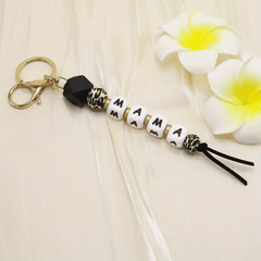 Leopard Prints Beaded Keychain Pendant Silicone Beads Key Ring Bag Accessories