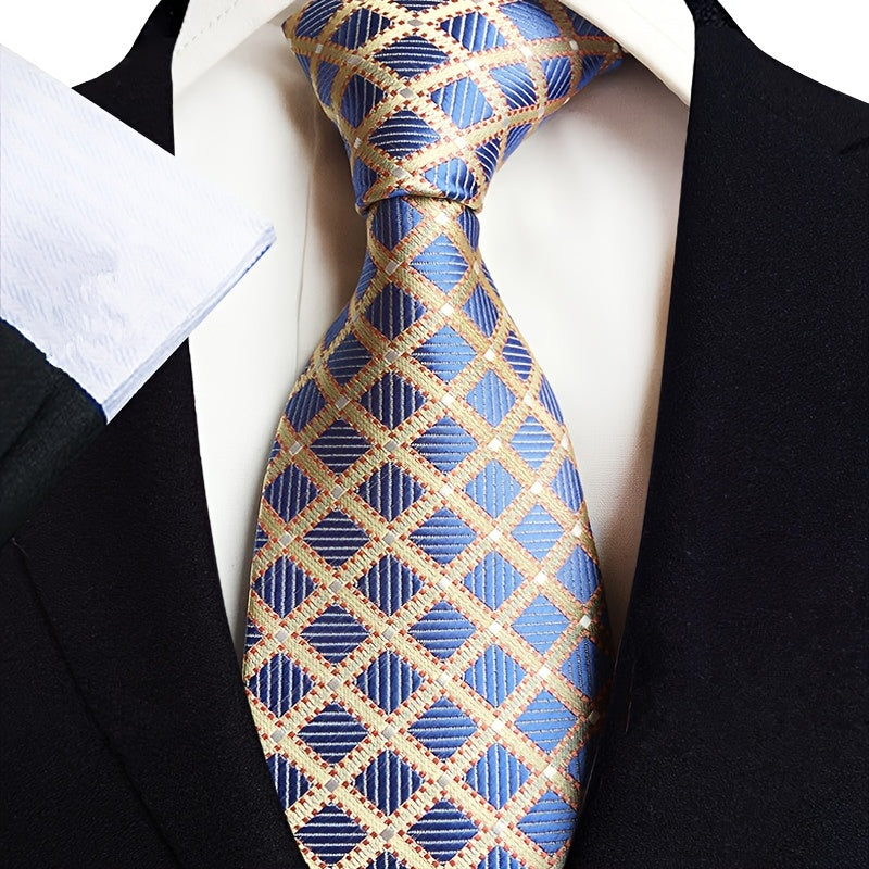 Men's Classic Necktie Patterned Tie Business Tie Grid Party Wedding Tie