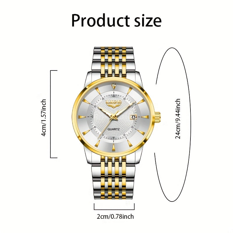 LIGE Quartz Watch Stainless Steel Strap Automatic Date Student Watch