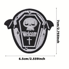 6pcs Halloween Punk Style Skull Cloth Stickers Embroidered Cloth Stickers