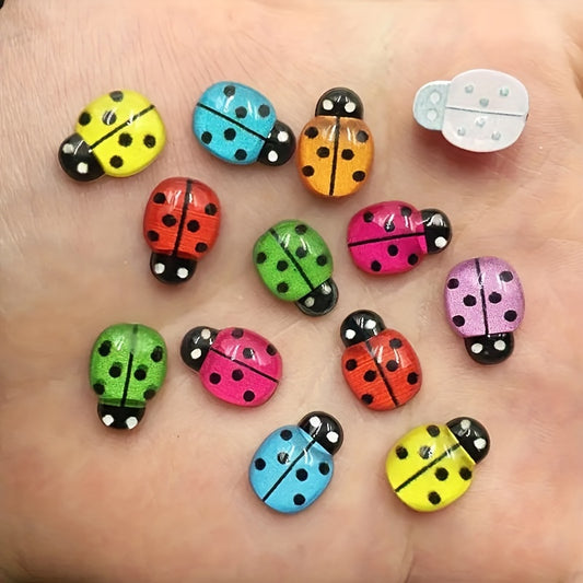 20pcs Colorful Tiny Ladybug Ornaments Mini Resin Craft Statues DIY Fairy Garden