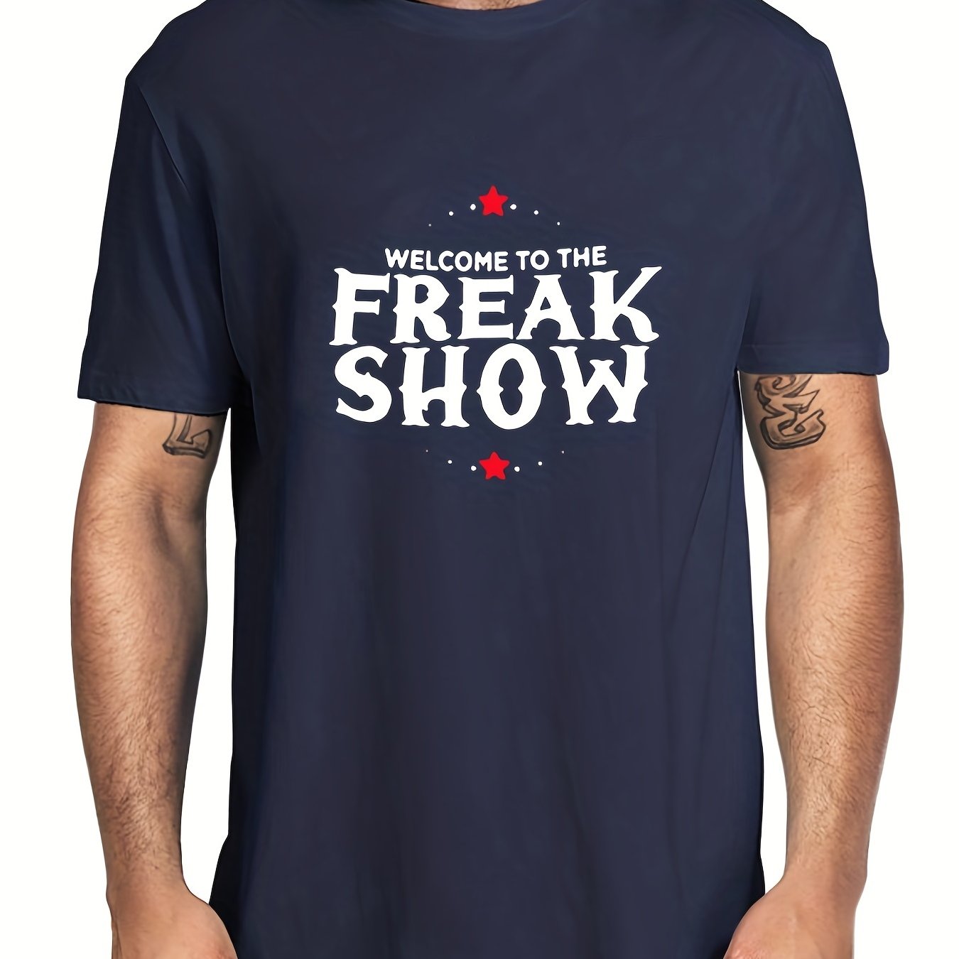Freak Show Men's Letter Print T-shirt Casual Tee