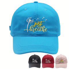 Just Breathe Embroidered Casual Baseball Cap Soft Outdoors Hat