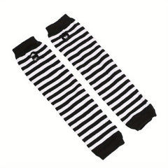Striped Half Finger Sleeves Arm Sleeves Thumb Hole