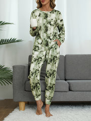 Tie Dye Print Lounge Set Long Sleeve Top & Pants