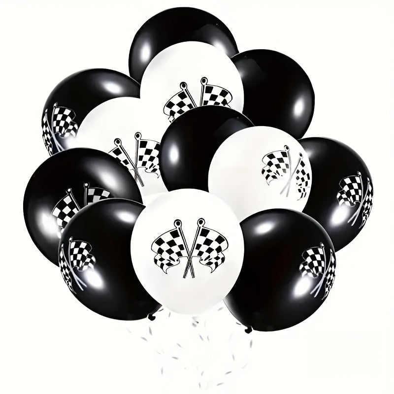 10pcs Checkered Flag Balloons Racing Car Theme Birthday Party Decoration