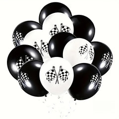 10pcs Checkered Flag Balloons Racing Car Theme Birthday Party Decoration