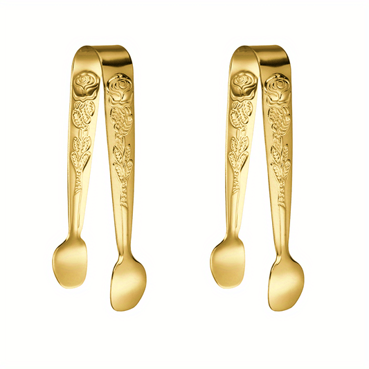 2PCS Mini Serving Tongs Stainless Steel for Tea Coffee