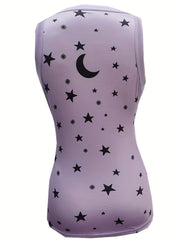 Star Print Tank Top Sleeveless Crew Neck Every Tops Women's