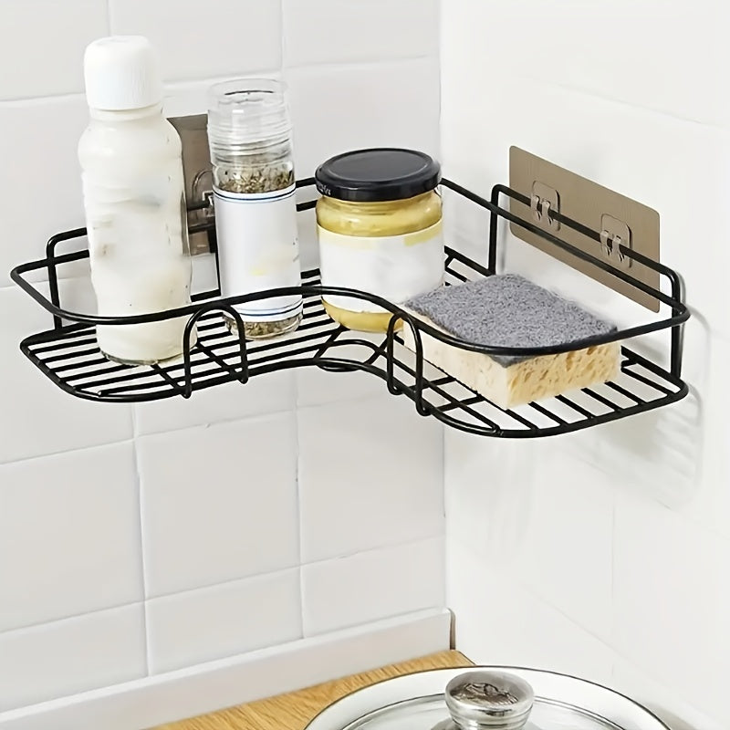 1pc Bathroom Shelf Shower Caddy Rack No Punching Triangle Storage Rack