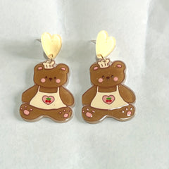 3 Pairs Bear Stud Earrings Set for Girls