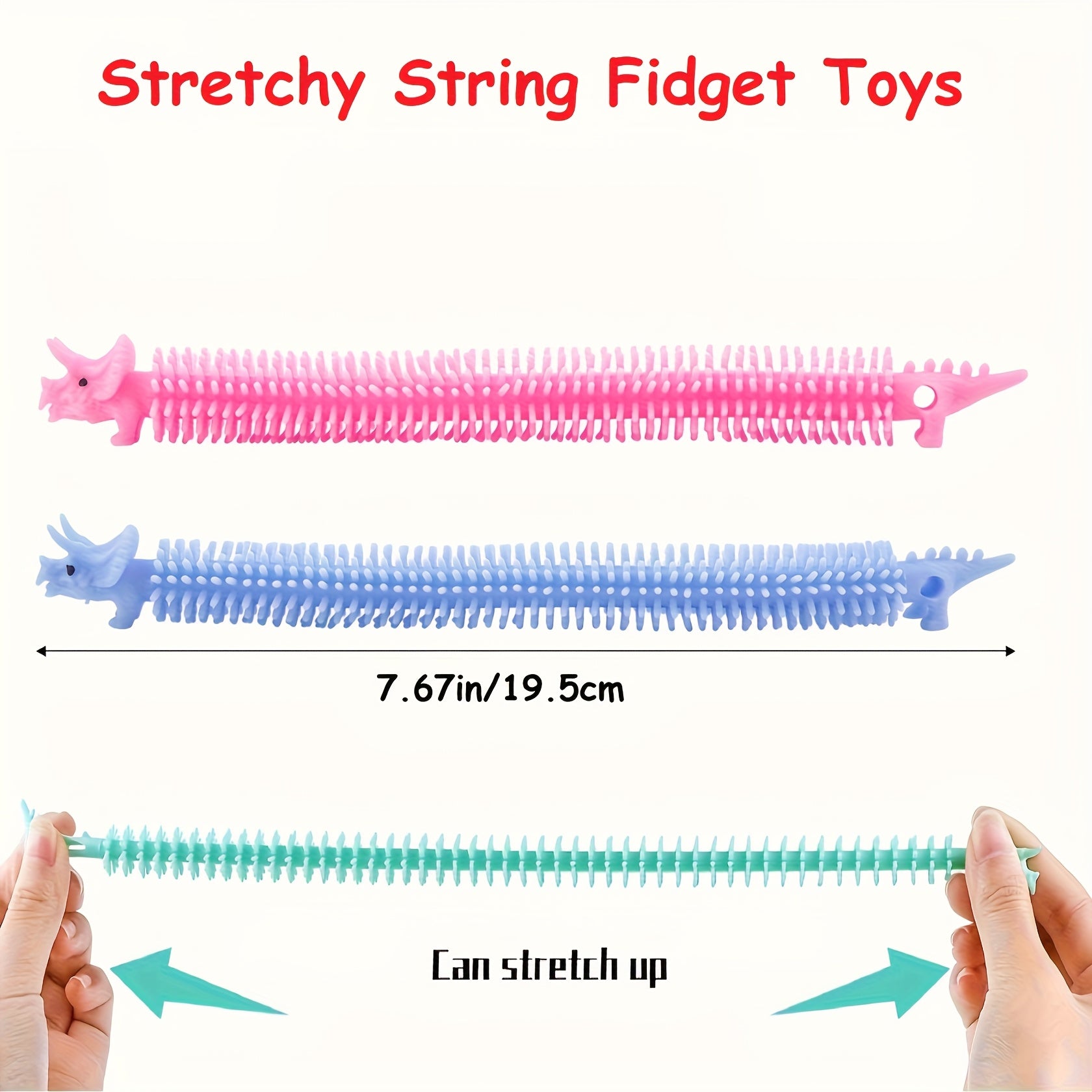 18pcs Vibrant Elastic Dinosaur Toys Colorful Stretchy Silicone Ropes