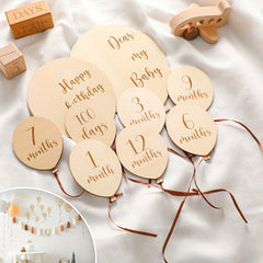 Wooden Balloon Milestone Cards for Baby's First Year