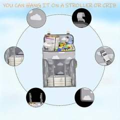 Hanging Diaper Caddy Organizer for Crib & Strollers