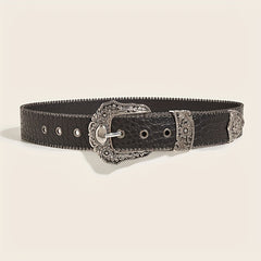 Carved Buckle PU Vintage Western Belt Punk Belts