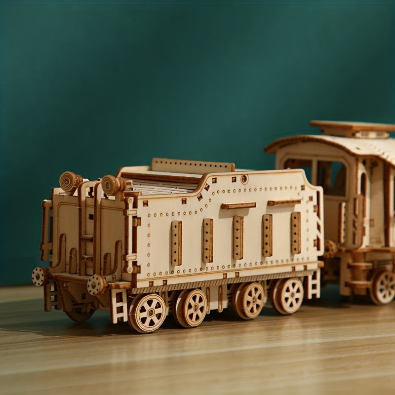 DIY Train Puzzle Model Assembly Car 3D Wooden Puzzle Toys