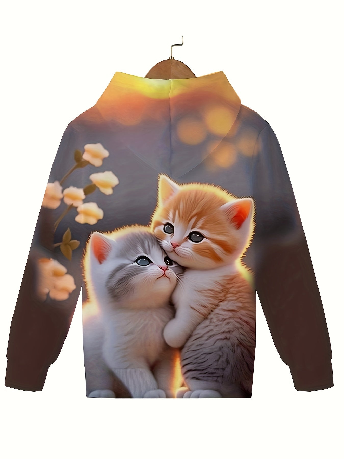 Sunset Kitten Graphic Hooded Sweatshirt