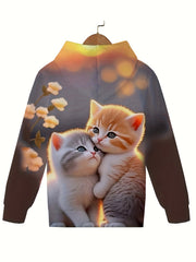 Sunset Kitten Graphic Hooded Sweatshirt