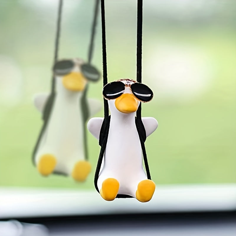 Swing Duck Car Ornament Sunglass Duck Pendant Rearview Mirror Interior Decor