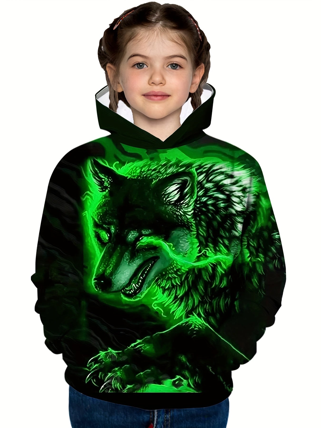 Stylish Wolf 3D Pattern Boys Sweatshirt Hoodie Spring Fall Outdoor Tops