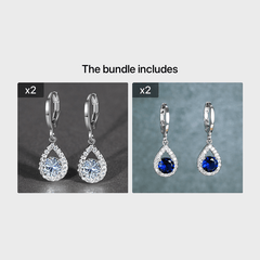 Sapphire Drop Earrings Golden Dangle Hoops Bride Wedding Jewelry