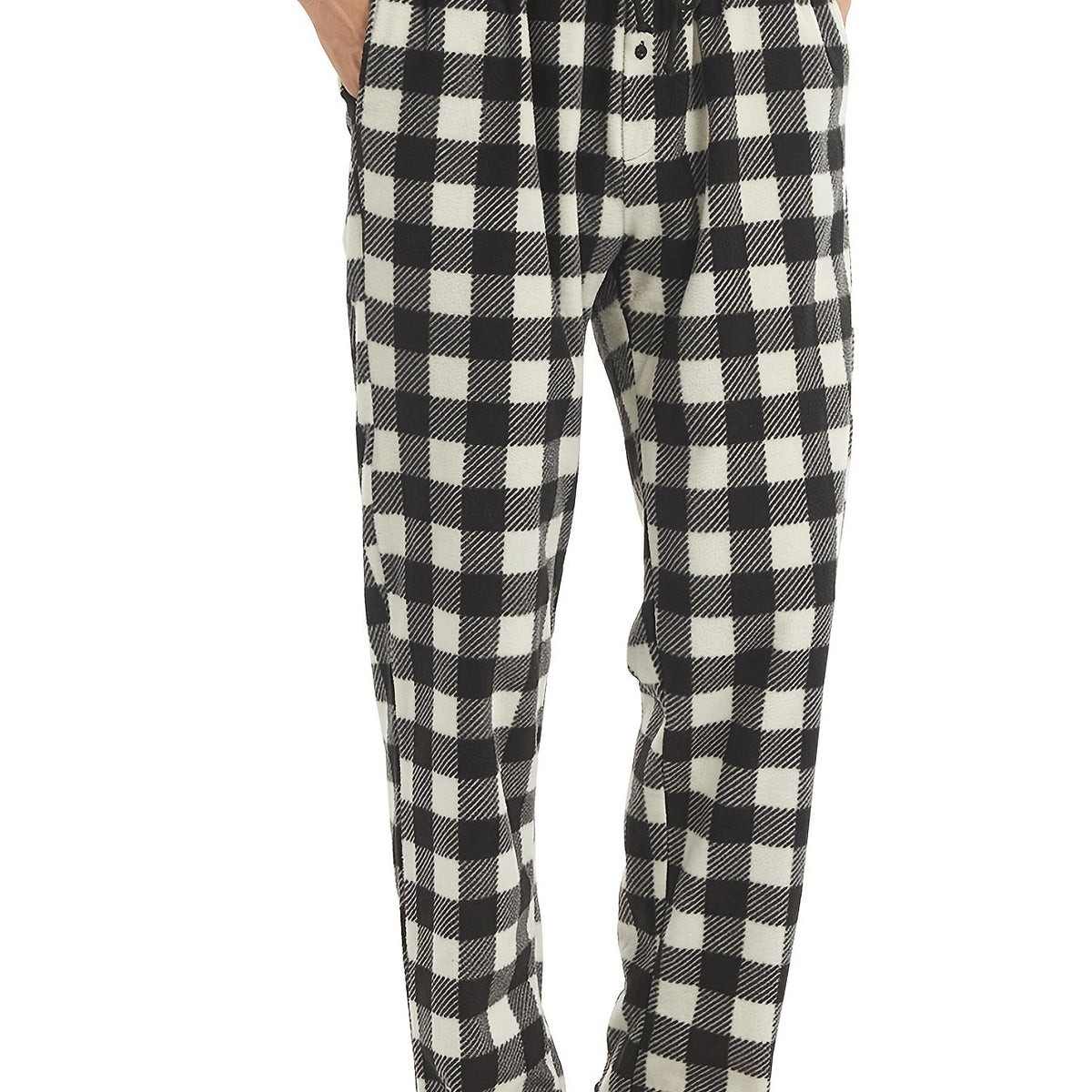 Men's Casual Warm Fleece Plaid Pajama Pants