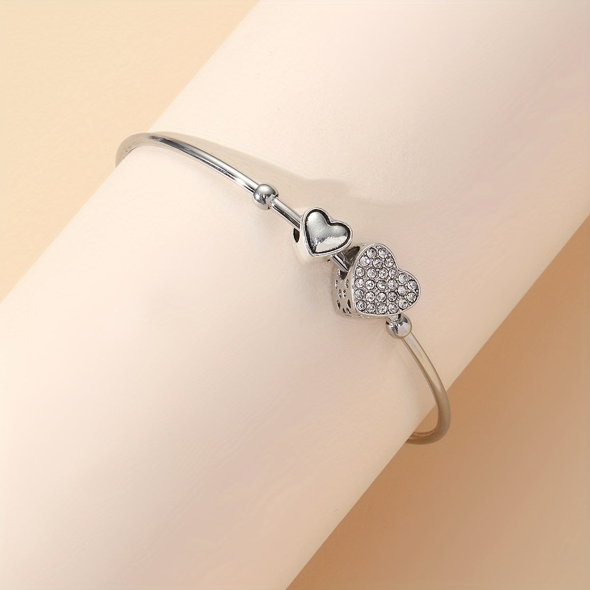 304 Stainless Steel Bangle with Glass Charm