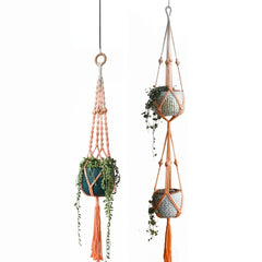 2pcs Macrame Plant Hanger Pot Holder Gradient Dyeing
