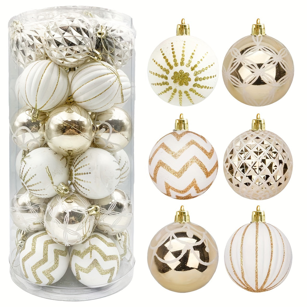 30 Golden Christmas Ornaments 60mm Shatterproof Holiday Balls Decoration