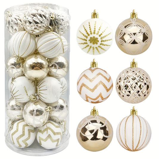 30 Golden Christmas Ornaments 60mm Shatterproof Holiday Balls Decoration