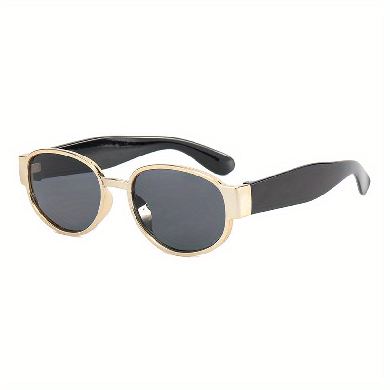 Y2K Oval Frame Sunglasses Tinted Lens Gothic Hip Hop Style Glasses